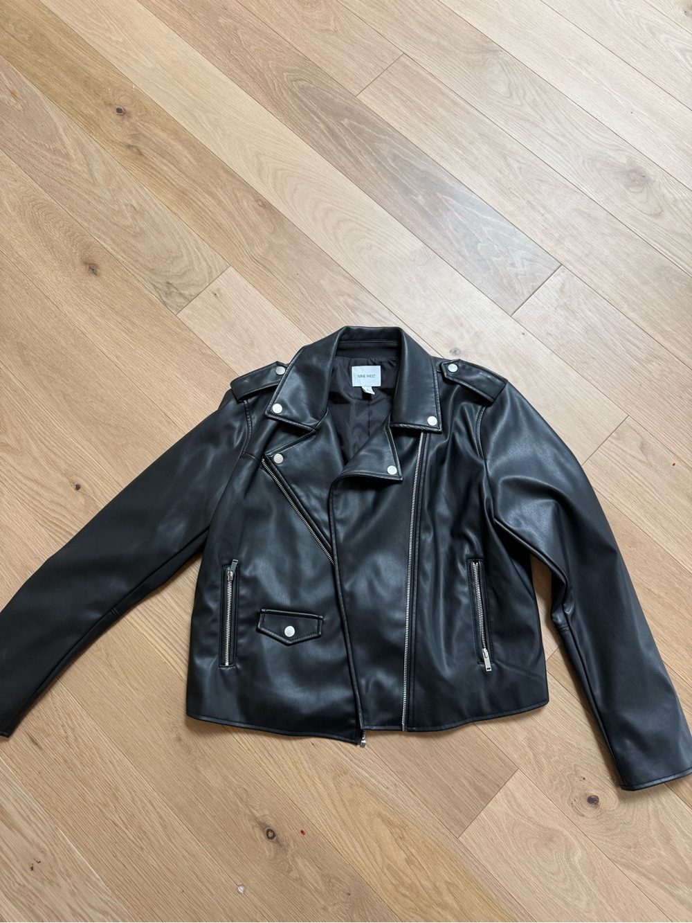 Nine West Black Faux Leather Moto Jacket